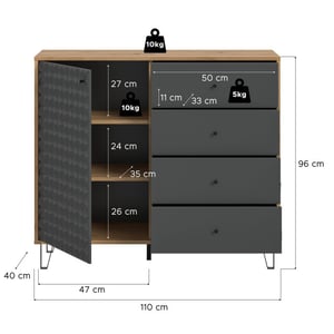 Furnilux Elegante hoge kast in artisan eik en ruime opbergoplossing met lades