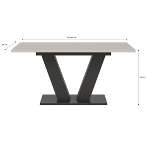 Furnilux Moderne eettafel in kasjmier en verstelbaar design met v-poot 150 cm