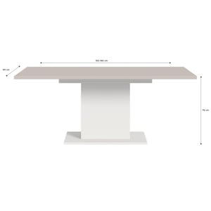 Furnilux Eetkamer tafel in kasjmier en modern design met zuilvormig onderstel 150