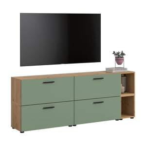 Furnilux Modulaire woonwand in artisan eik en smoke green stijlvolle opbergoplossing