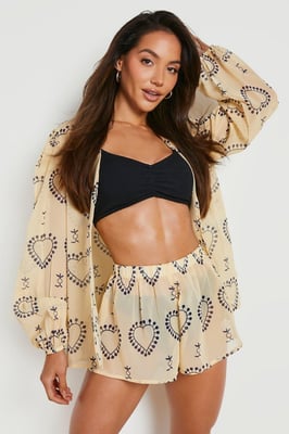 Milagro Heart Print Shirt & Short Beach Co-ord
