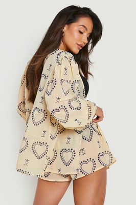 Milagro Heart Print Shirt & Short Beach Co-ord