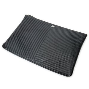 Large Chevron O-Case Zip  Clutch