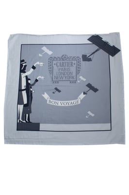 Cartier, grey bon voyage wool fringed scarf