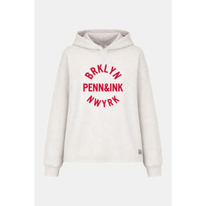 Penn & Ink Tatum 05m-330 penn and ink hoodie print ecru mel. tomato