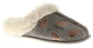 Womens Mule Slippers Faux Fur Heart Mule silver