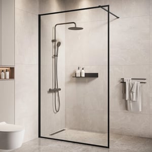 Badplaats Douchewand georgia 100 x 200 cm – zwart – inloopdouche 8 mm