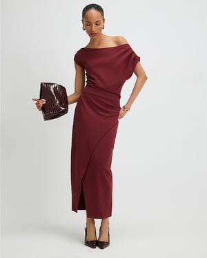 River Island Womens Midi Dress Red Draped