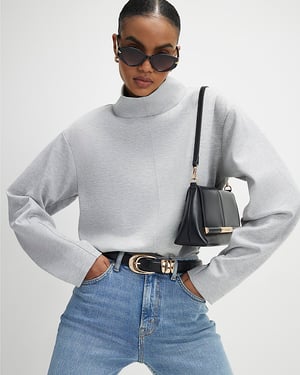 River Island Womens Top Grey Funnel Neck