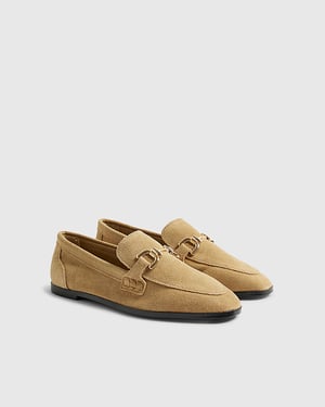 River Island Womens Loafers Beige Suede Snaffle Chain