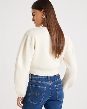 River Island Womens Cardigan Cream Knitted Structured Sleeve
