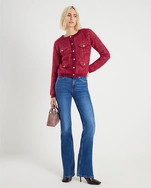 River Island Womens Cardigan Red Boucle
