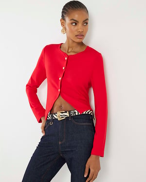 River Island Womens Cardigan Red Long Sleeve Cropped Heart