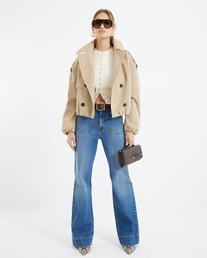 River Island Womens Wide Leg Jeans Blue High Waisted