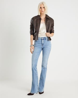 River Island Womens Flared Jeans Blue Mid Rise