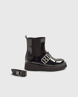 River Island Girls Chelsea Boots Black Changeable Strap