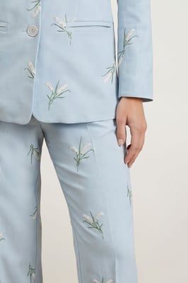 Floral Embroidered Tailored Suit Trouser