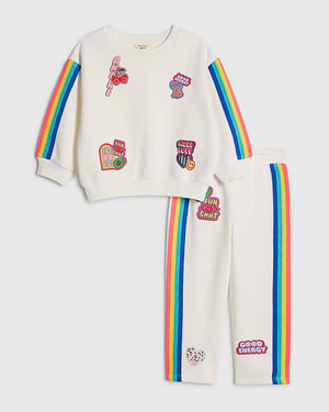 River Island Mini Girls Sweatshirt & Joggers Set Cream 2 Piece