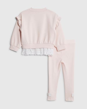 River Island Mini Girls Sweatshirt & Leggings Set Pink 2 Piece