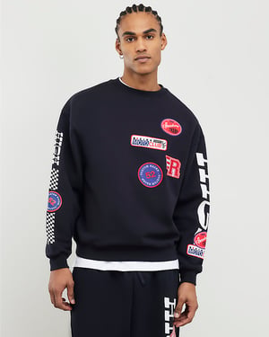 River Island Mens Sweatshirt Black High Performance Badge