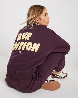River Island Womens Sweatshirt Brown RVR Edition Back Print