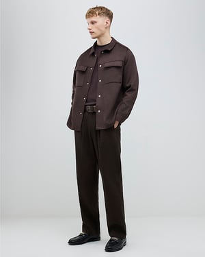 River Island Mens Overshirt Brown Regular Fit Suede