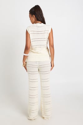 Crochet Knit Longline Top and Trouser Co-Ord