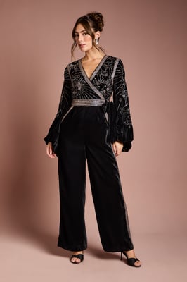 Wrap Top Celestial Velvet Jumpsuit