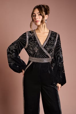Wrap Top Celestial Velvet Jumpsuit