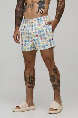 Nautical Printed Short Length Swim Short