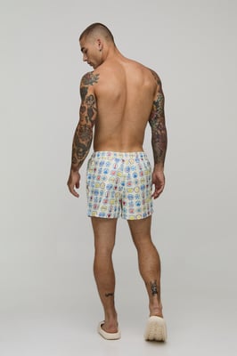 Nautical Printed Short Length Swim Short