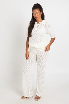 Crochet Long Line Top and Wide Leg Trouser