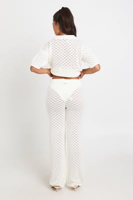 Crochet Long Line Top and Wide Leg Trouser