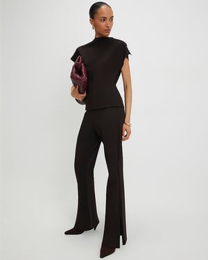 River Island Womens Flared Trousers Brown Fitted