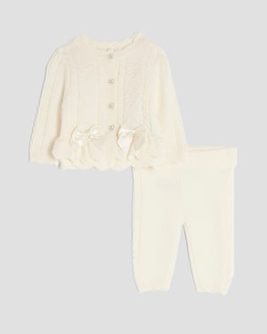 River Island Baby Girls Cardigan & Bottoms Set Cream 2 Piece