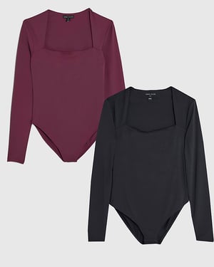 River Island Womens Bodysuit 2 Pack Black Long Sleeve