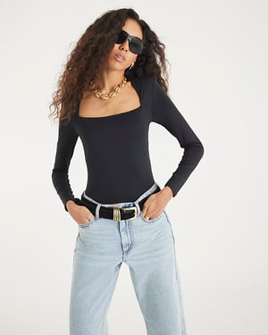 River Island Womens Bodysuit 2 Pack Black Long Sleeve