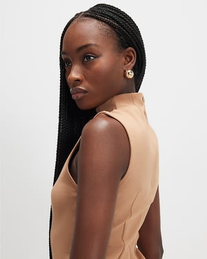 River Island Womens Top Brown Sleeveless High Neck