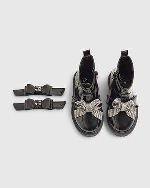 River Island Mini Girls Boots Black Changeable Strap