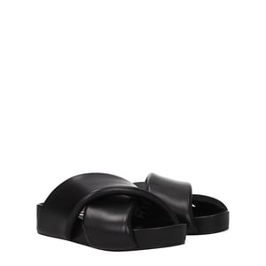 Jil Sander Svarta Lädertofflor