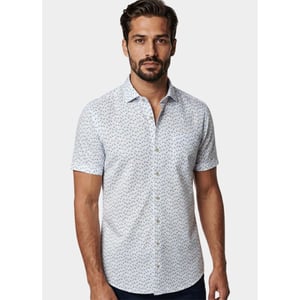 R2 Amsterdam Casual hemd korte mouw blue flamingo seersucker shor 132.wspss.032/014