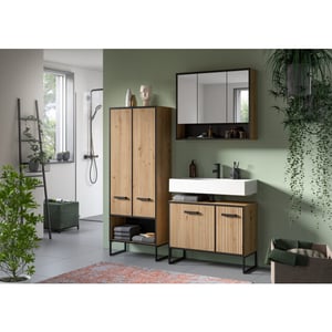 Furnilux Badcombinatie artisan oak functionele spiegelkast met wastafel moderne