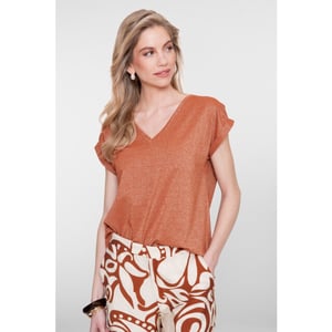Geisha t-shirt lurex v-neck 62351-24 202 ginger