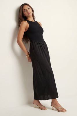 Ribbed Cotton Poplin Dress
