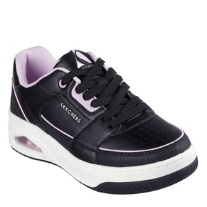 Women's Skechers Uno Court in Blk Lth/Pk Dlth