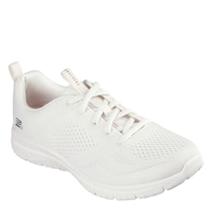 Women's Skechers Mesh Lace Up W Memory F Slip On Trainers Womens in Off White