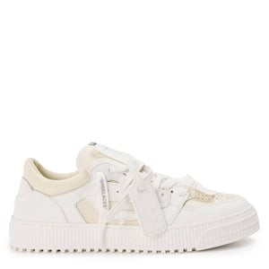Men's Off White 3.0 Court Low Eye Catching Silhouette Trainers in White/Ivory