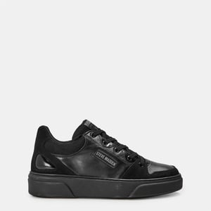 Men's Steve Madden Kingpin Low Top Lace-Up Sneakers in Black/Black