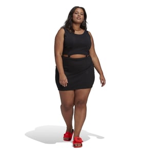 Women's adidas Rib Scoop Neck Mini Bodycon Dress in Black