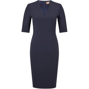 Women's Boss Daleno V-Neck Three Quarter Sleeve Knee Length Dress in Open Blue